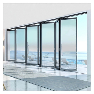 comprar Patinaje de aluminio de gran escala de ruptura térmica de aluminio negro de aleación de aluminio de doble plegado puertas para vidrio online manufacture