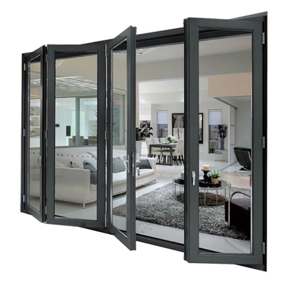 comprar 1.4mm Aluminio espesor de pared Puertas correderas de patinaje Termal Break Panes de doble plegado de aleación negra online manufacture