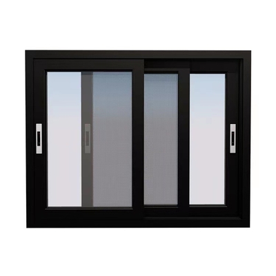 comprar Ventanas correderas de vidrio de doble acristalamiento de aluminio negro con resistencia a la alta presión del viento online manufacture