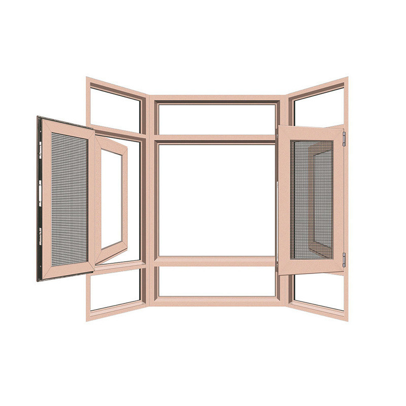 Vidrio templado de aluminio de color champán de aluminio con ventanas de casilla con pantalla plegable