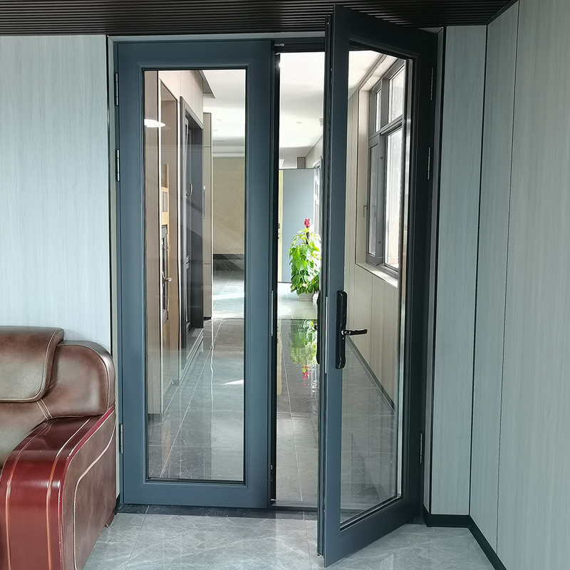 Diseño personalizado Villa Puerta de vidrio francés con color opcional y aislamiento acústico de 35dB