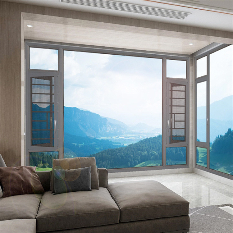 70S R D Diseño Villa de lujo de aluminio con ventana inclinada y giratoria con mejora de vidrio triplex
