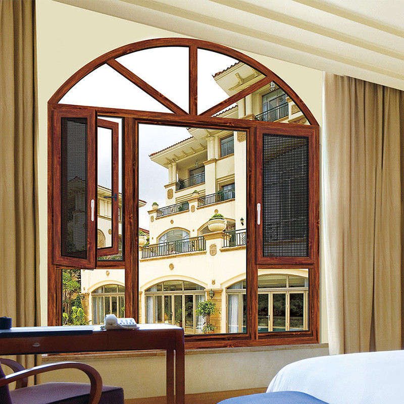 Diseño personalizado de cortina de lucerna de aluminio francés con puerta y ventana de arco