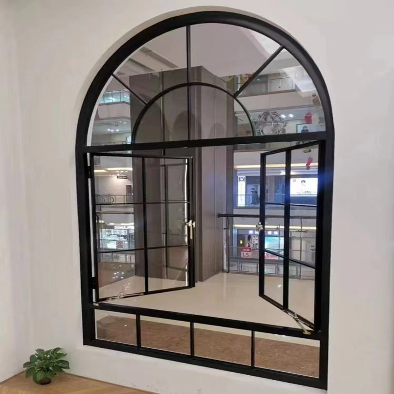 Diseño personalizado de cortina de lucerna de aluminio francés con puerta y ventana de arco
