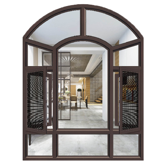 Diseño personalizado de cortina de lucerna de aluminio francés con puerta y ventana de arco