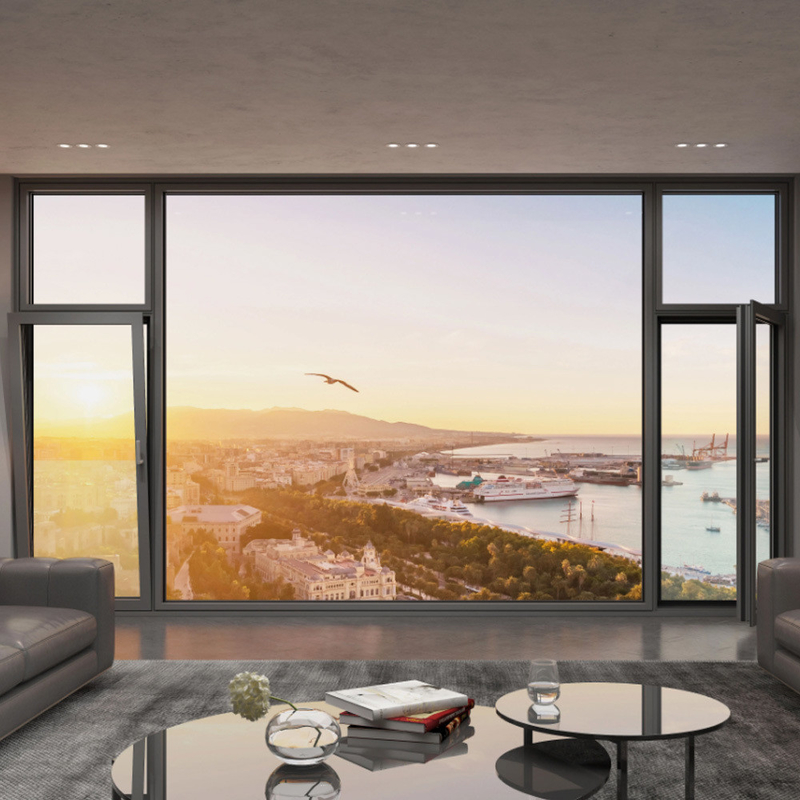 14 capas de sellado de aluminio triple acristalado ventanas para diseño personalizado de vidrio de la villa ventanas