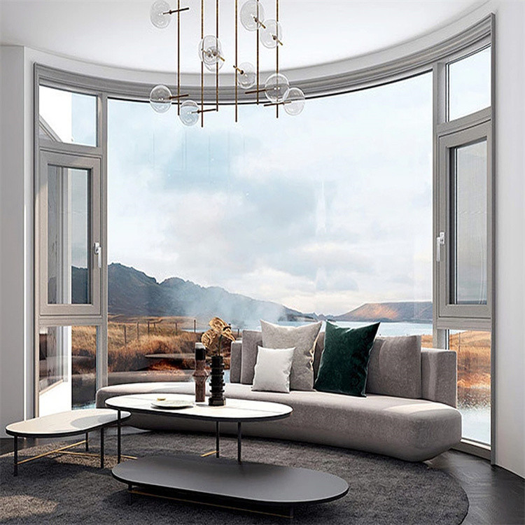 Villa de diseño personalizado Ventanas de vidrio francés con aislamiento acústico de 35 dB y 14 capas de sellado