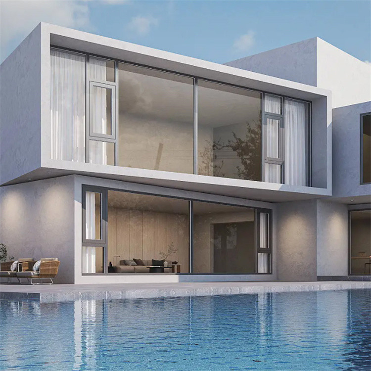 Villa de diseño personalizado Ventanas de vidrio francés con aislamiento acústico de 35 dB y 14 capas de sellado