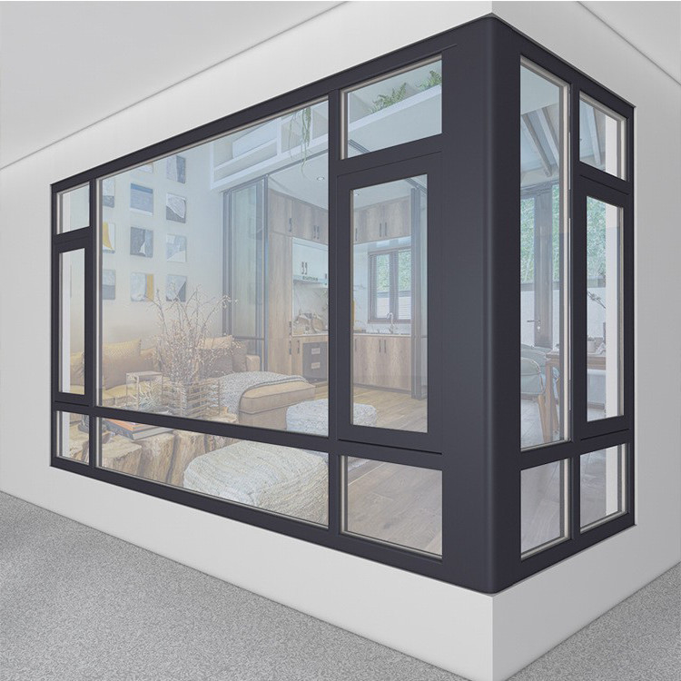 1.8mm de espesor de pared de aluminio Casement vidrio ventanas para superior y tamaño personalizado