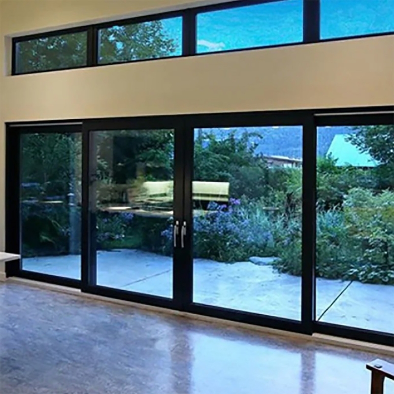 Puertas correderas de aluminio exteriores con vista de vidrio grande y ancho de marco de ventana de 70 mm