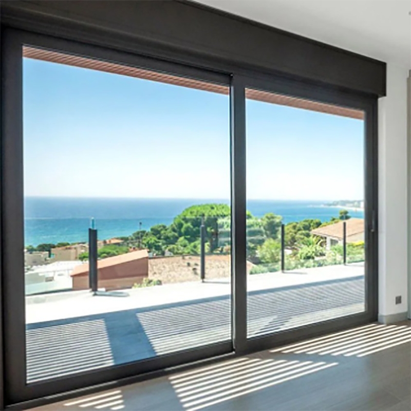 Puertas correderas de aluminio exteriores con vista de vidrio grande y ancho de marco de ventana de 70 mm