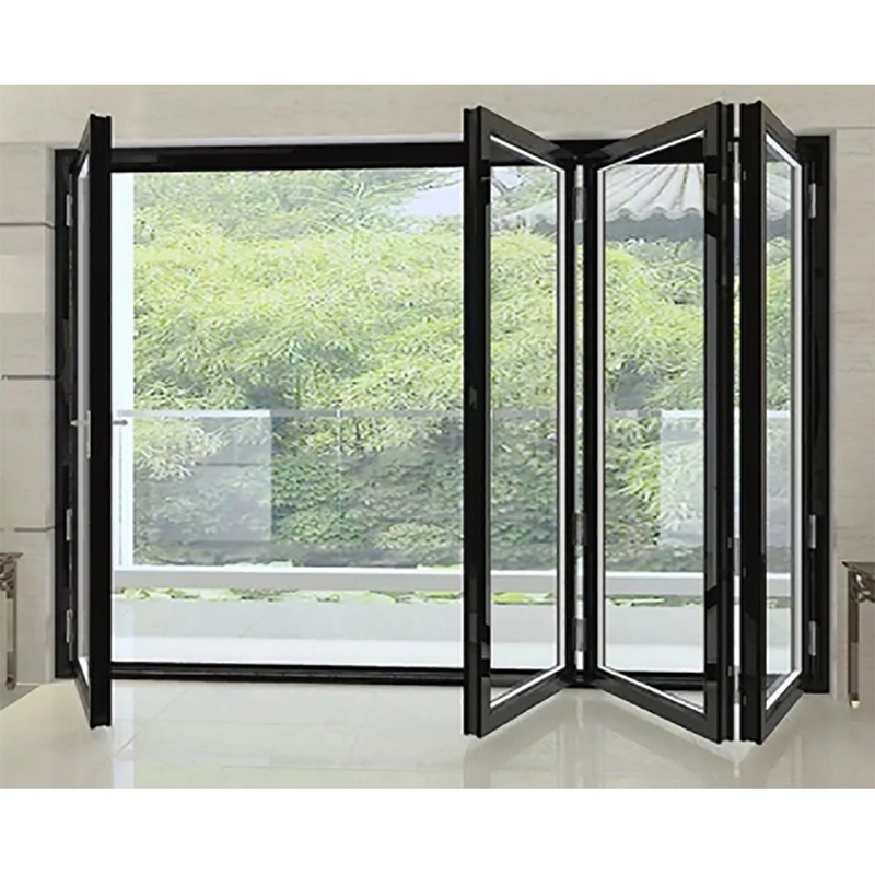 Puertas residenciales de doble plegado Cuadro de aluminio con opción de vidrio triplex y ancho de 70 mm