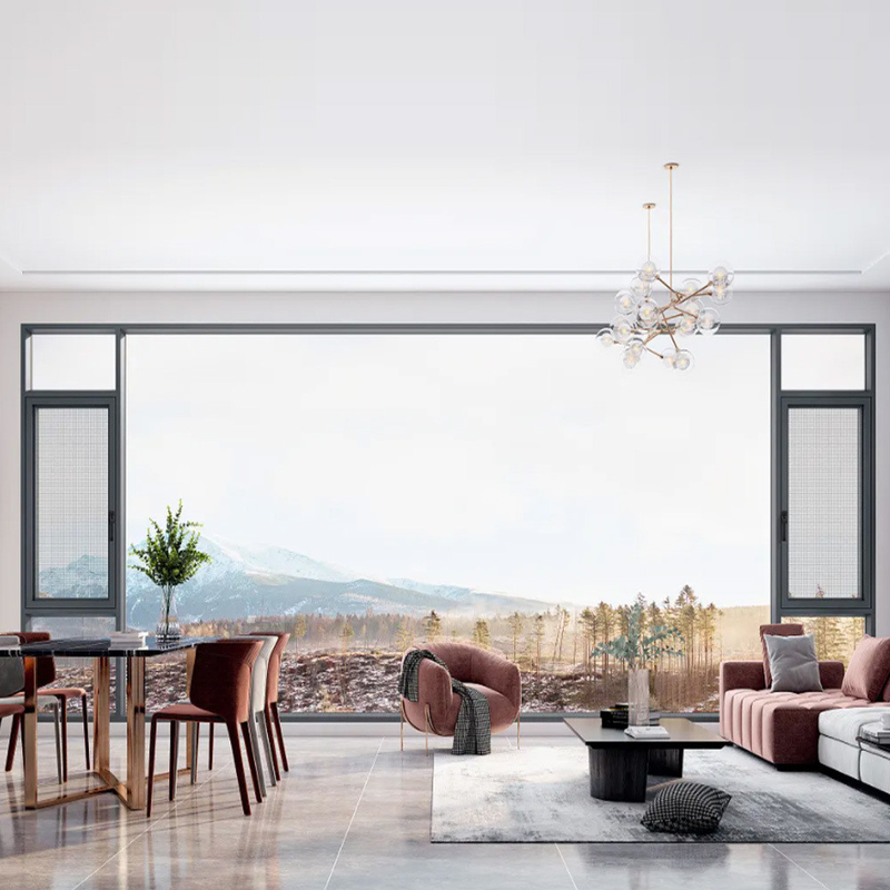 Estrechamiento del agua Nivel 6 R D Ventanas de aluminio francés con cortina colgante Tipo