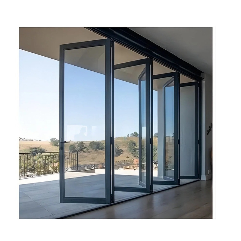 Puertas de vidrio plegables de patio de aluminio de doble doble Puertas de vidrio plegables de aluminio Pueden actualizarse a vidrio triplex