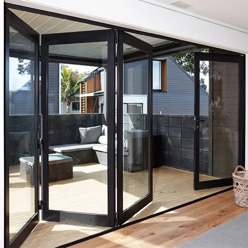 Puertas de vidrio plegables de patio de aluminio de doble doble Puertas de vidrio plegables de aluminio Pueden actualizarse a vidrio triplex