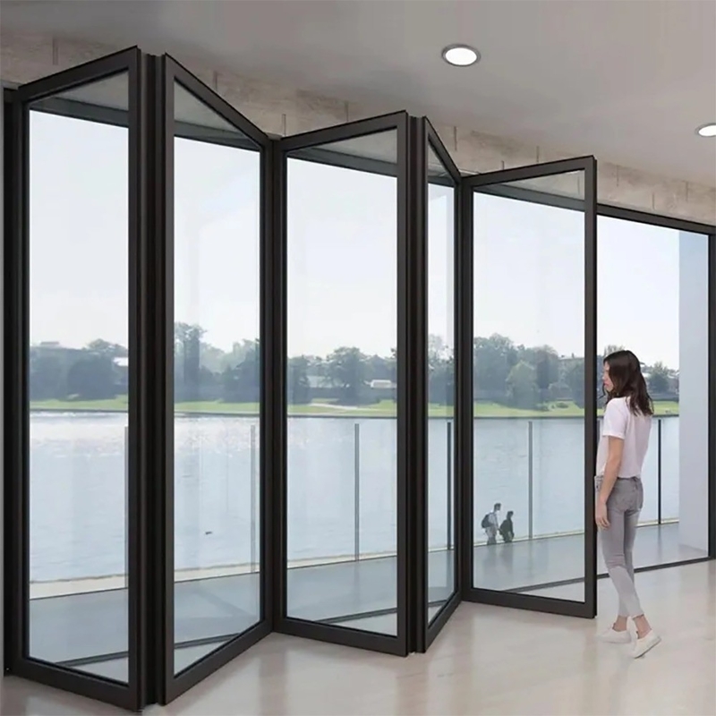 Puertas de vidrio plegables de patio de aluminio de doble doble Puertas de vidrio plegables de aluminio Pueden actualizarse a vidrio triplex