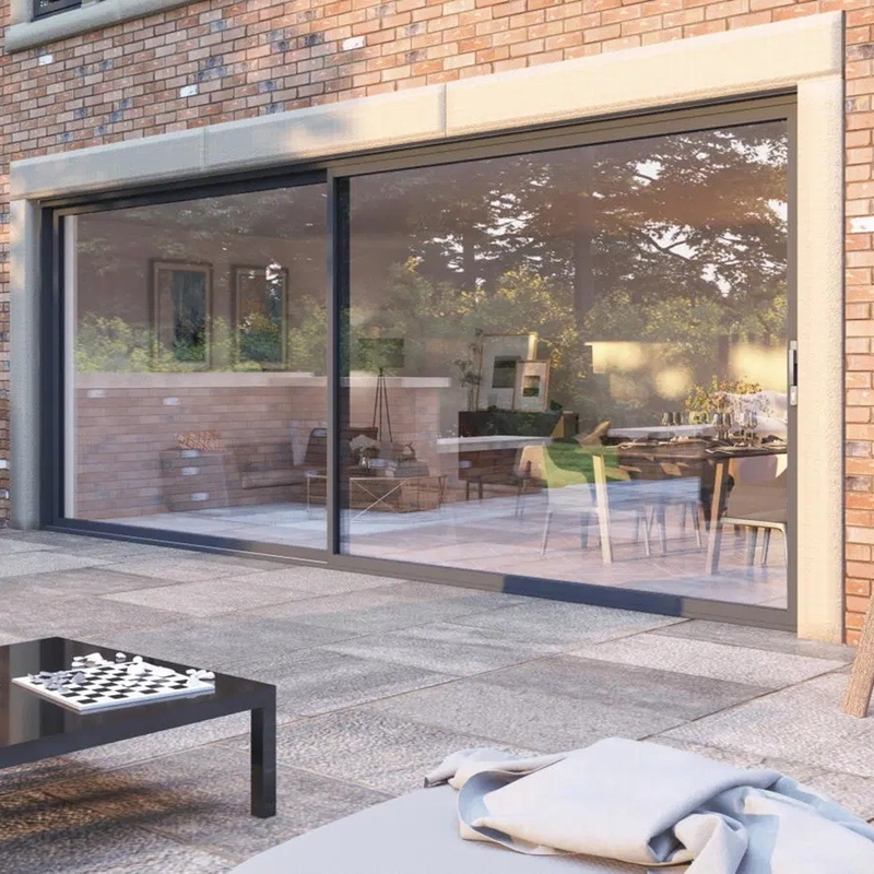Puerta corredera residencial energética con espesor de pared de aluminio de 1,4 mm y ruptura térmica