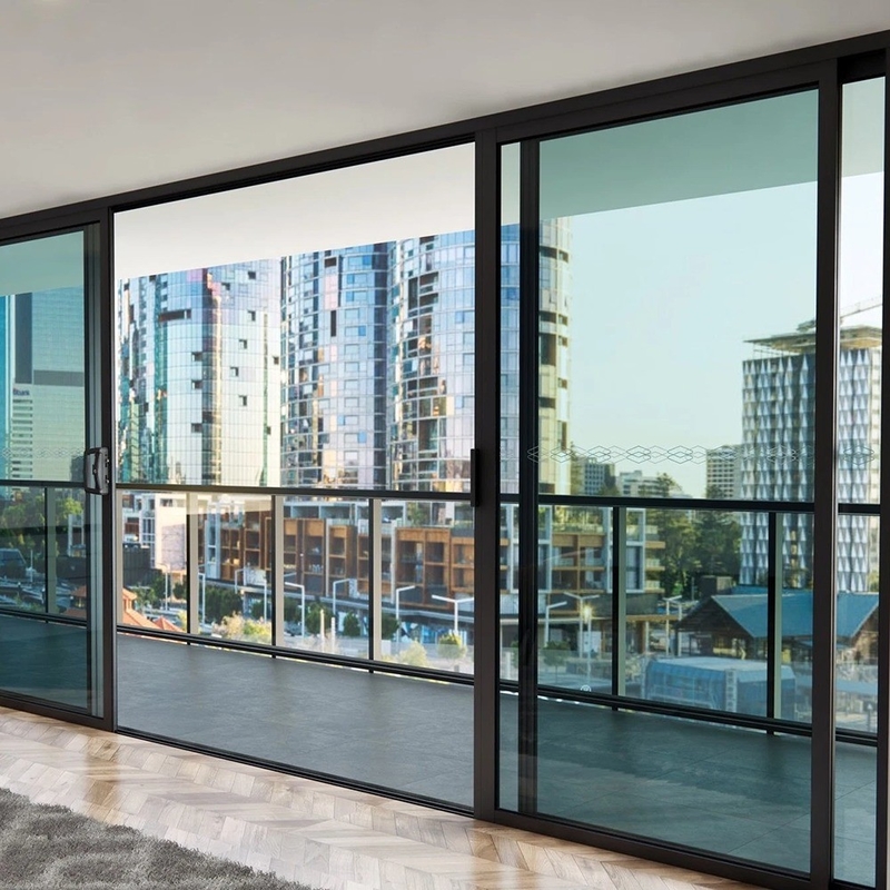 Puerta corredera residencial energética con espesor de pared de aluminio de 1,4 mm y ruptura térmica