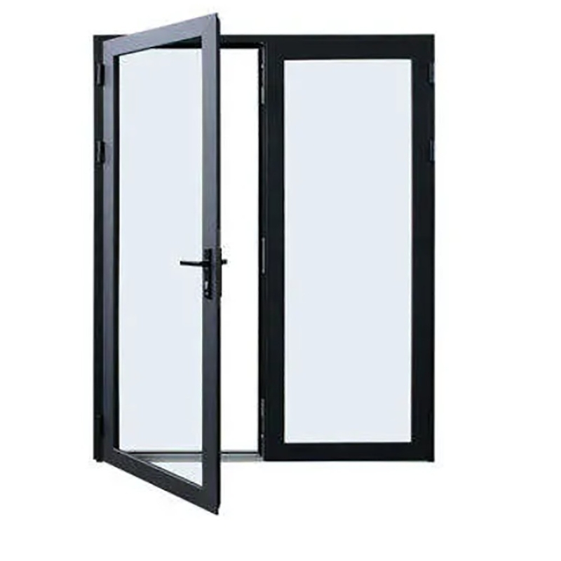 Método de apertura de empuje y tira SKATE Standard Slim Luxury Color Negro Villa Casa de aluminio Casement Puertas de vidrio