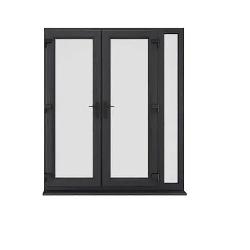 Método de apertura de empuje y tira SKATE Standard Slim Luxury Color Negro Villa Casa de aluminio Casement Puertas de vidrio