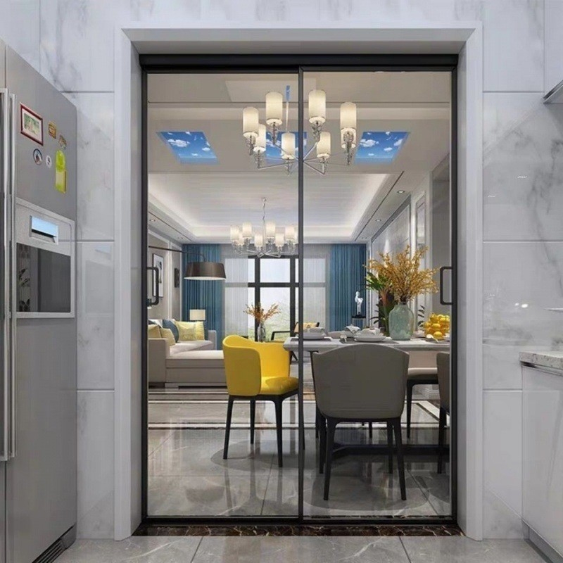 Puertas corredizas de vidrio de aluminio personalizado de marco estrecho asequible para diseño de ventanas de proyecto