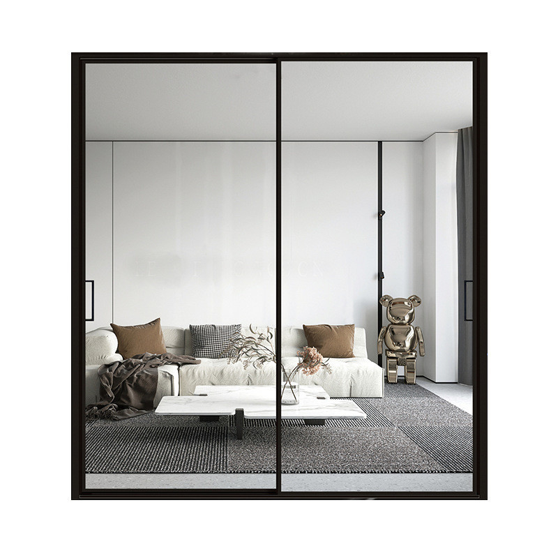 Producción de puertas de vidrio de aluminio de marco estrecho deslizante con diseño minimalista