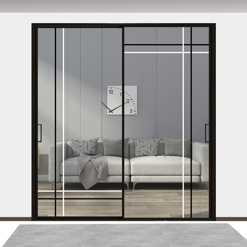 Producción de puertas de vidrio de aluminio de marco estrecho deslizante con diseño minimalista