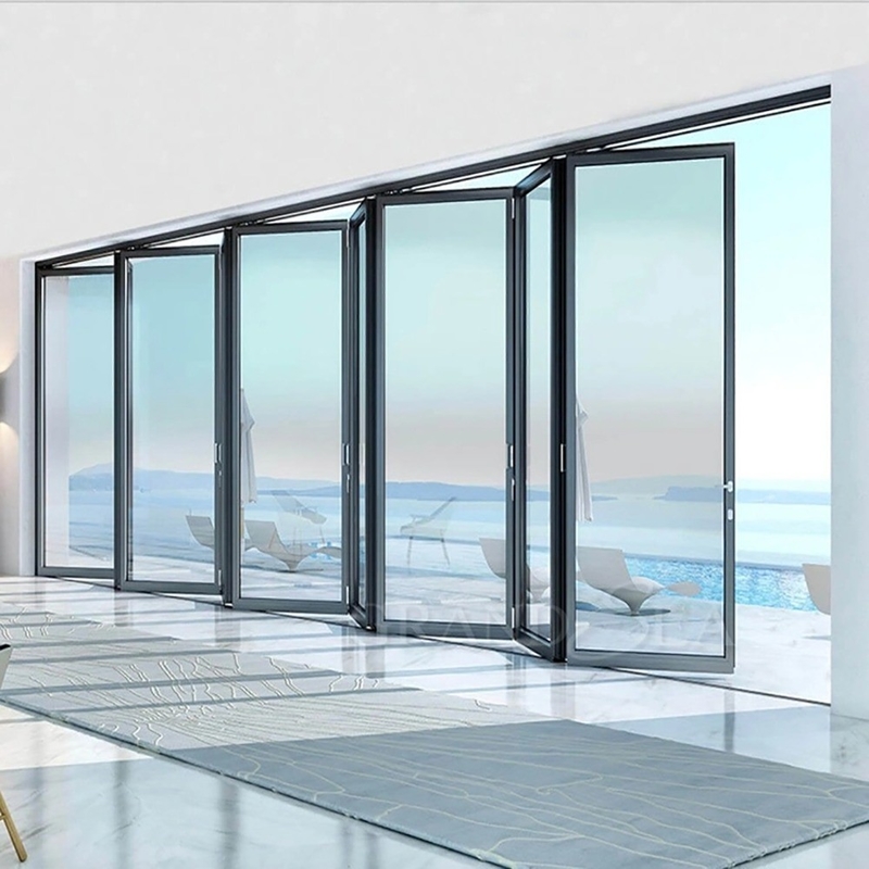 1.4mm de espesor de pared de aluminio de vidrio Patio puerta de acordeón para la solución de seguridad moderna