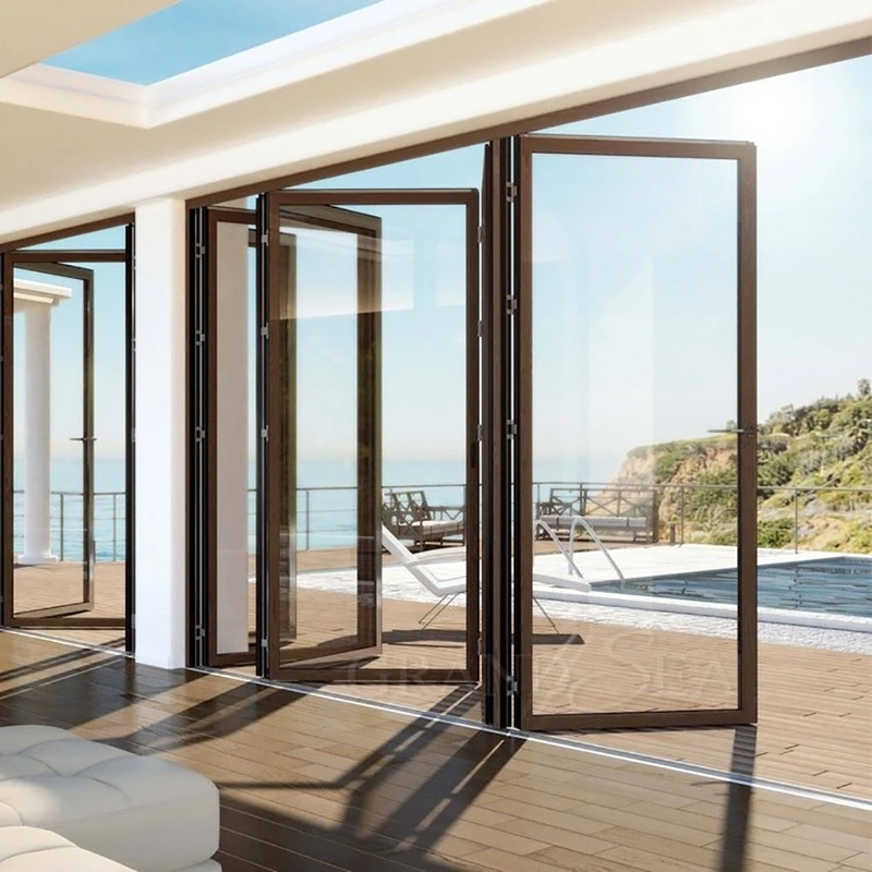 1.4mm de espesor de pared de aluminio de vidrio Patio puerta de acordeón para la solución de seguridad moderna