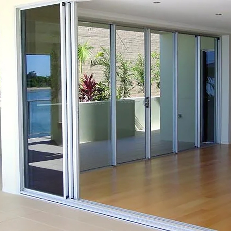 Puerta corredera de aluminio con doble acristalamiento panorámico avanzado y diseño de banda oculta