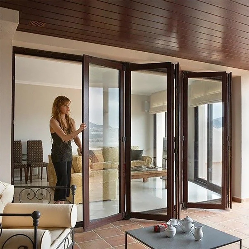 Puerta corredera de aluminio con doble acristalamiento panorámico avanzado y diseño de banda oculta