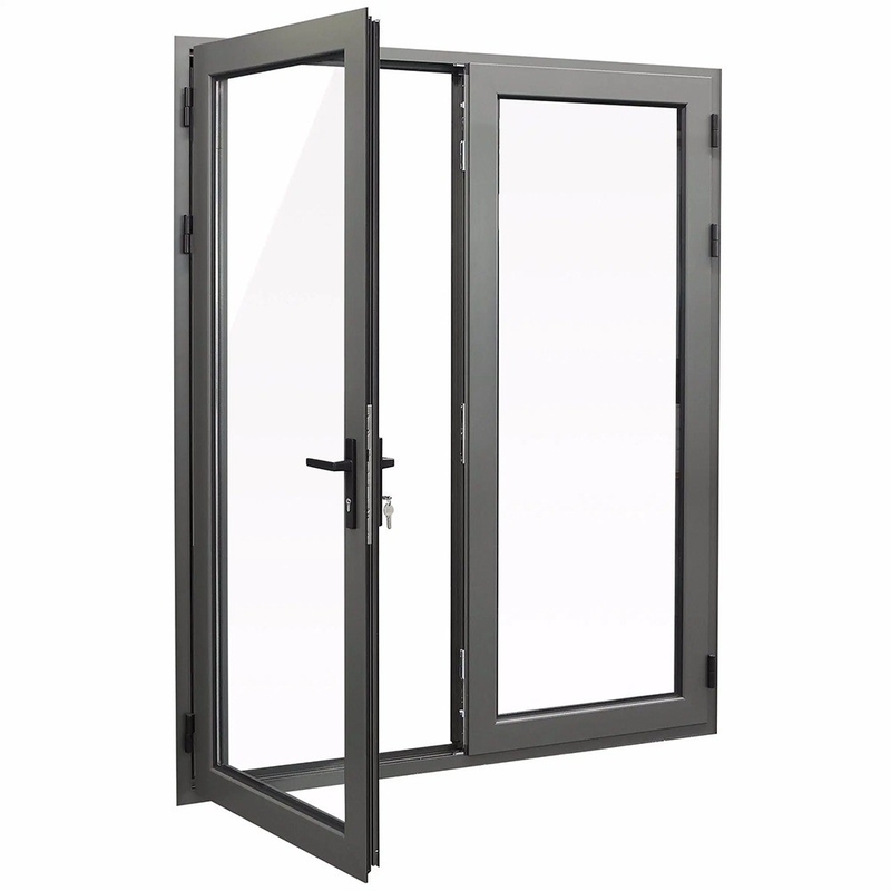 Puertas de aluminio moderno acabado exterior doble vidrio swing Casement Puertas para un aspecto elegante