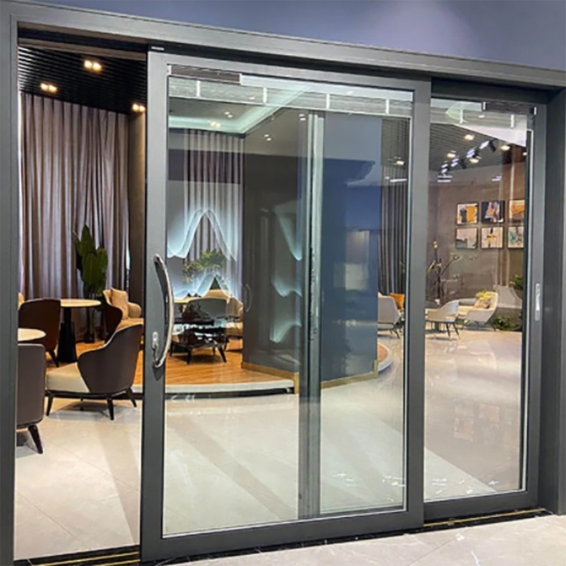 Color opcional Brecha térmica Doble de seguridad templada puerta corredera de aluminio de vidrio 10% de descuento