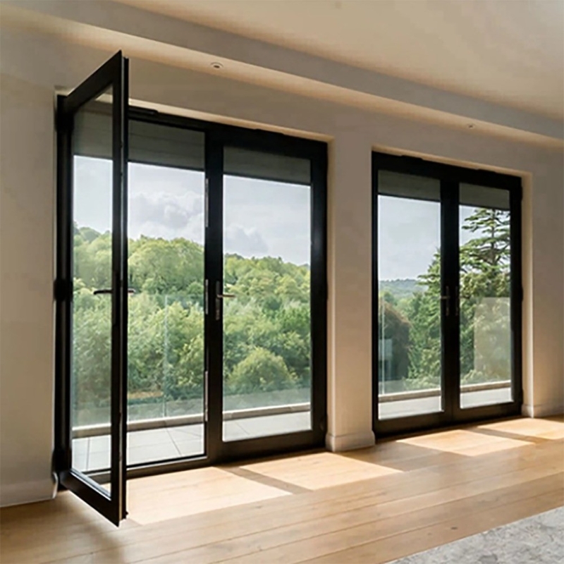 Puerta francesa de aluminio estándar de Australia, diseño minimalista, doble acristalamiento exterior
