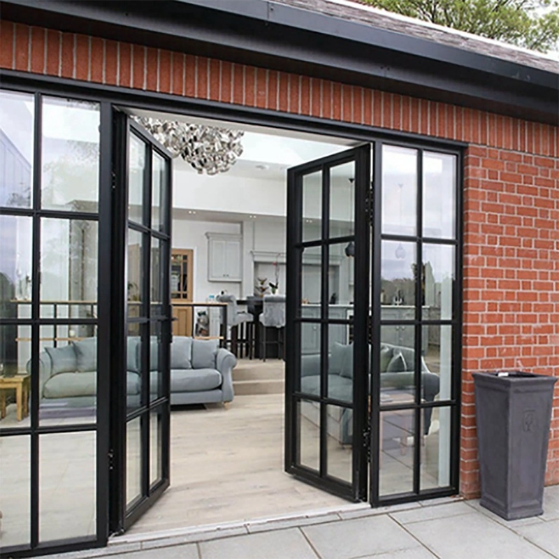 Puerta francesa de aluminio estándar de Australia, diseño minimalista, doble acristalamiento exterior