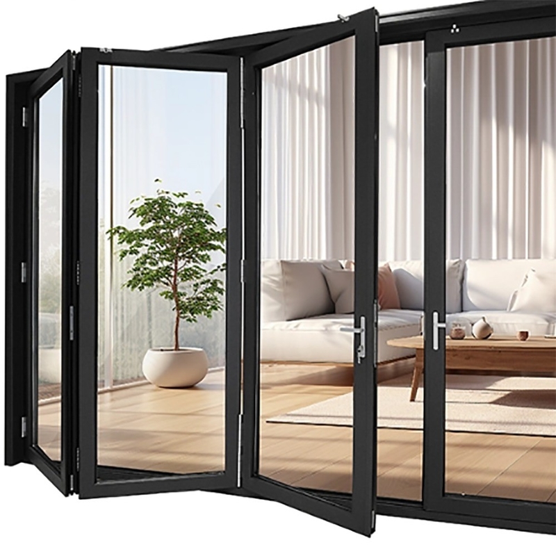 Método de apertura de tira y rodadura Puerta plegable de vidrio para ventanas globales Proveedores originales