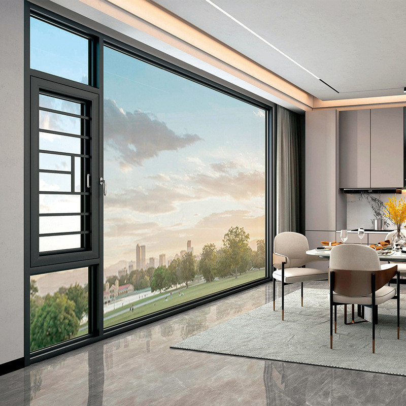 Nivel 8 de estanqueidad al aire Ventanas de carcasa de aleación de aluminio negro para diseño moderno personalizado