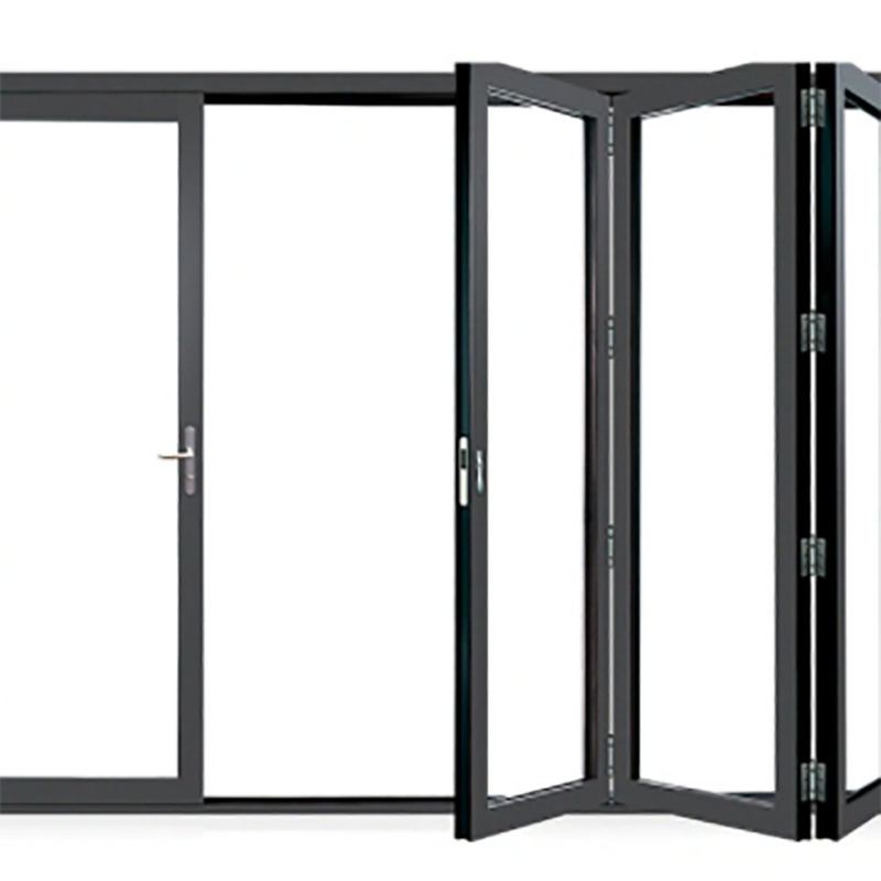 1.4mm Aluminio espesor de pared Puertas correderas de patinaje Termal Break Panes de doble plegado de aleación negra