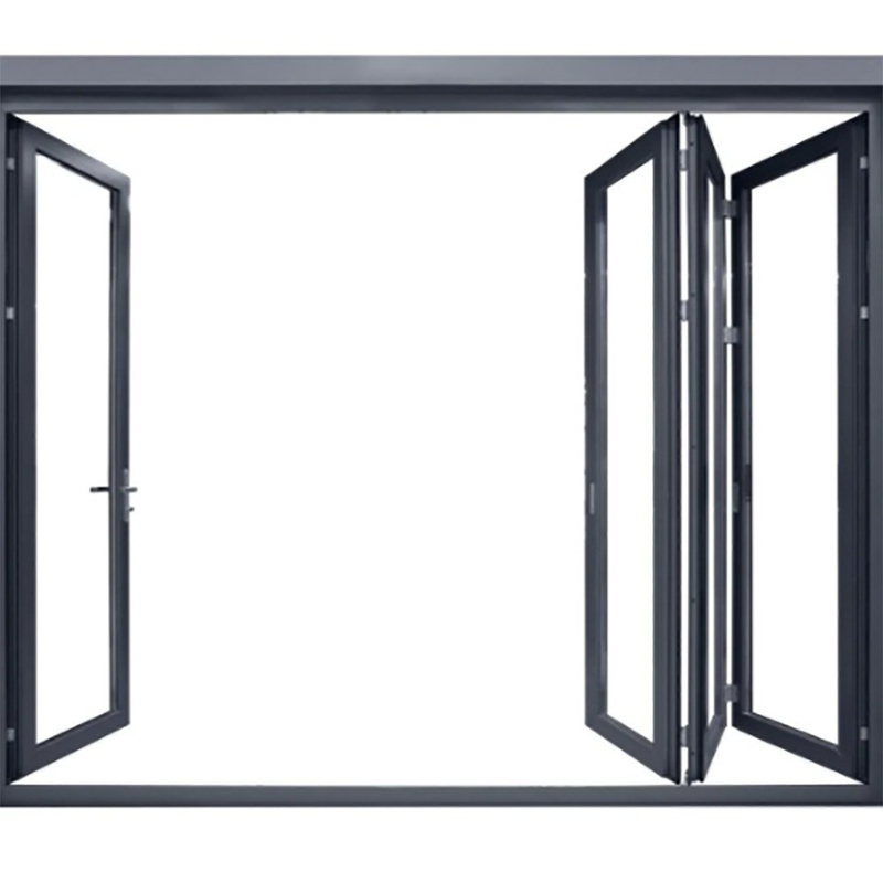 1.4mm Aluminio espesor de pared Puertas correderas de patinaje Termal Break Panes de doble plegado de aleación negra