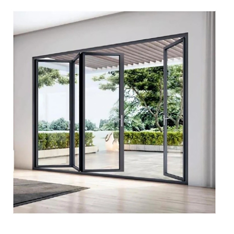 1.4mm Aluminio espesor de pared Puertas correderas de patinaje Termal Break Panes de doble plegado de aleación negra