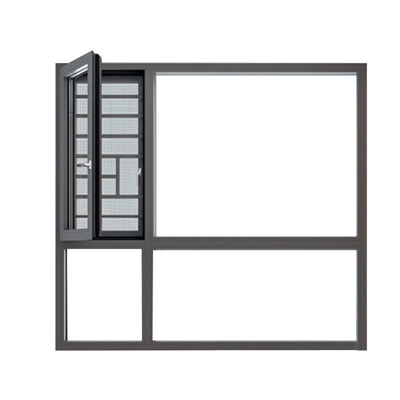Tipo de cortina colgante de diseño moderno de aluminio negro con ventanas encasilladas para estilo europeo