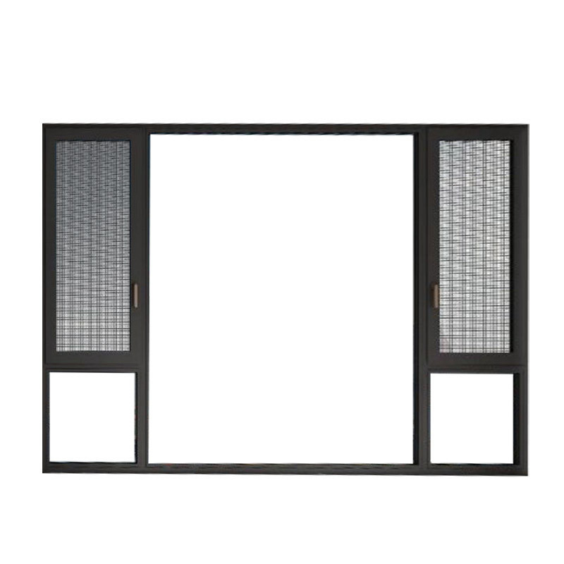 Tipo de cortina colgante de diseño moderno de aluminio negro con ventanas encasilladas para estilo europeo