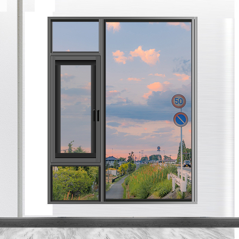 Tipo de cortina colgante de diseño moderno de aluminio negro con ventanas encasilladas para estilo europeo