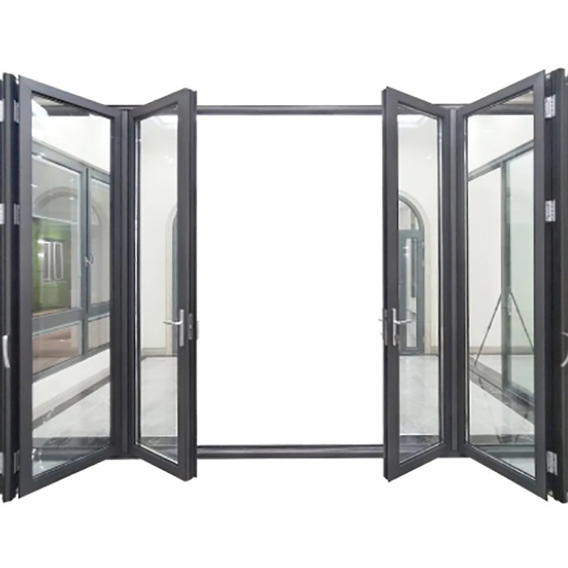 Valor K de aislamiento térmico del taller ≤2,1 Ruptura térmica Puertas dobles de aleación de aluminio negro