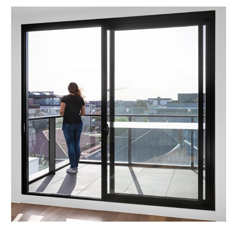 Puerta corredera de doble acristalamiento de marco ancho y estilo de diseño minimalista con aleación de aluminio