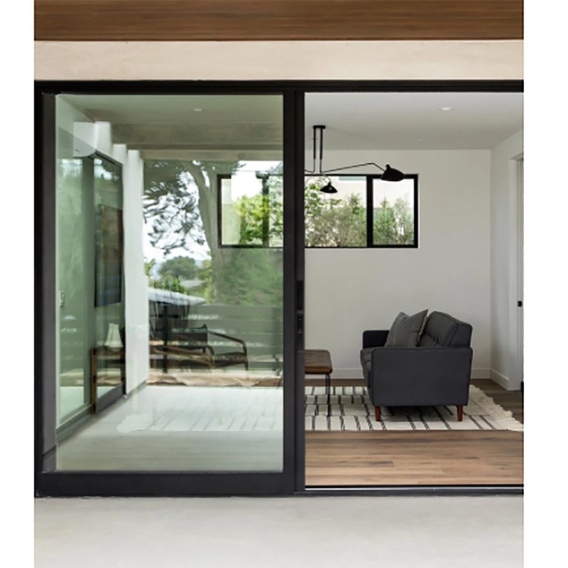 Puerta corredera de doble acristalamiento de marco ancho y estilo de diseño minimalista con aleación de aluminio