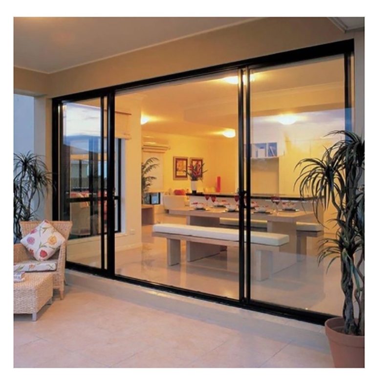 Puerta corredera de doble acristalamiento de marco ancho y estilo de diseño minimalista con aleación de aluminio