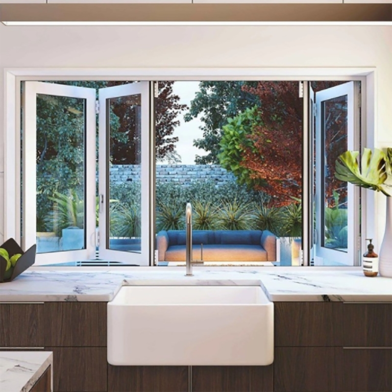 Marco de aleación de aluminio de 70 mm de ancho BI Ventanas plegables con diseño moderno y ventana corredera