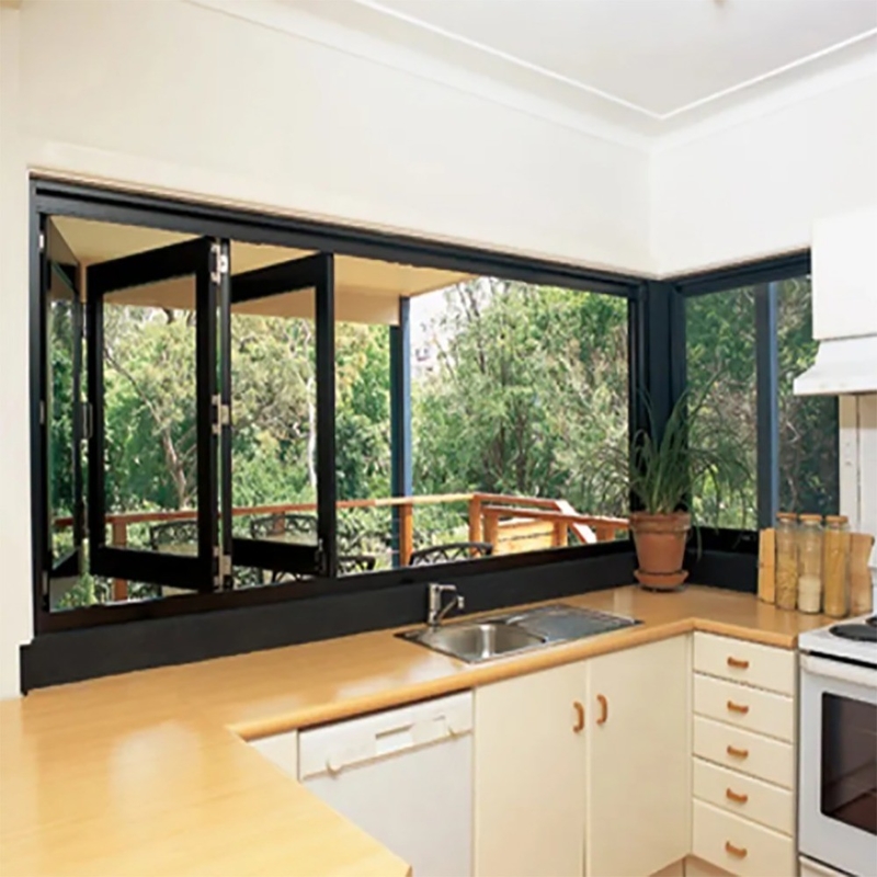 Marco de aleación de aluminio de 70 mm de ancho BI Ventanas plegables con diseño moderno y ventana corredera