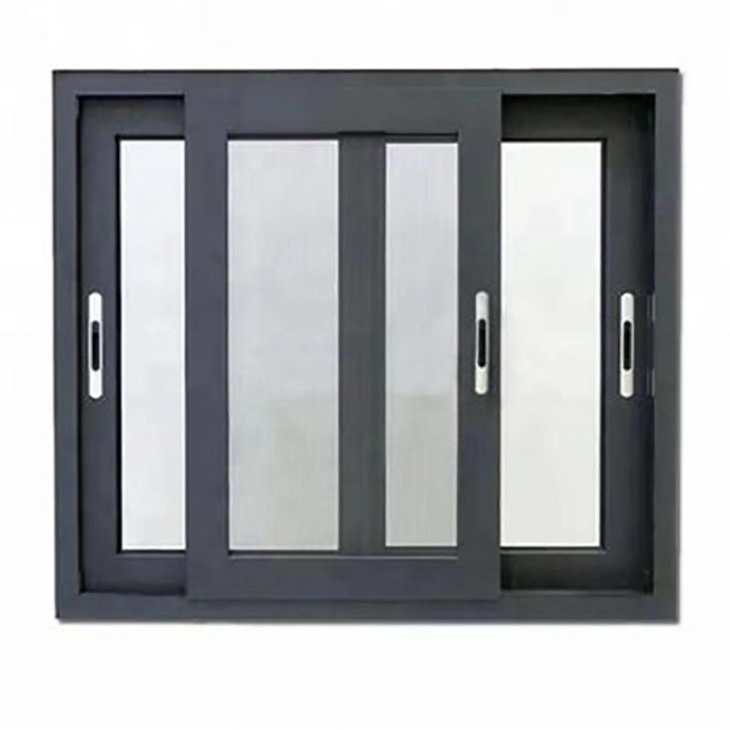 Ventana corredera de doble vidrio templado de aleación de aluminio con espesor de pared de 2,2 mm